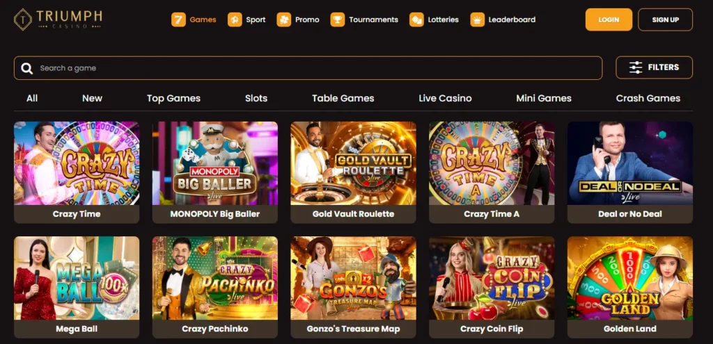 Triumph Casino live casino.