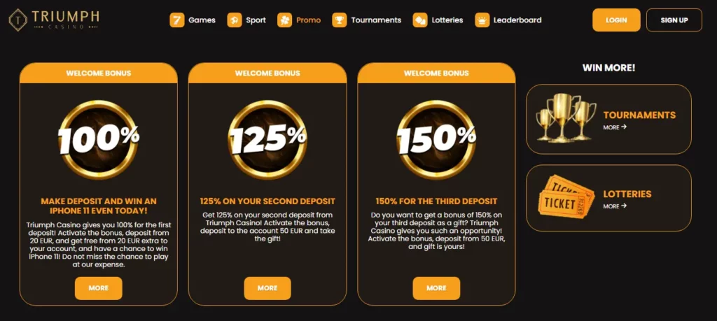 Triumph Casino promo page.